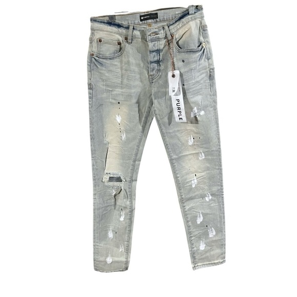 NWT Purple Brand P001 Paint Splatter Distressed Skinny Jeans Sz 30